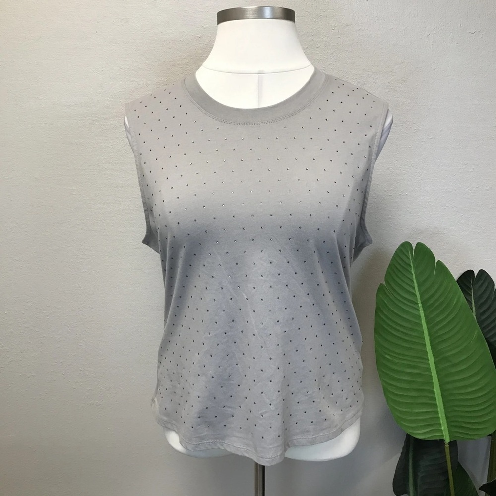 Rebecca Minkoff Grey Rhinestone Studded Tank - Size XL